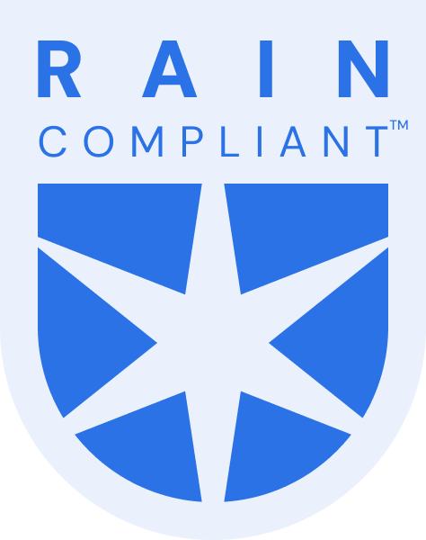 RAIN COMPLIANT shield badge