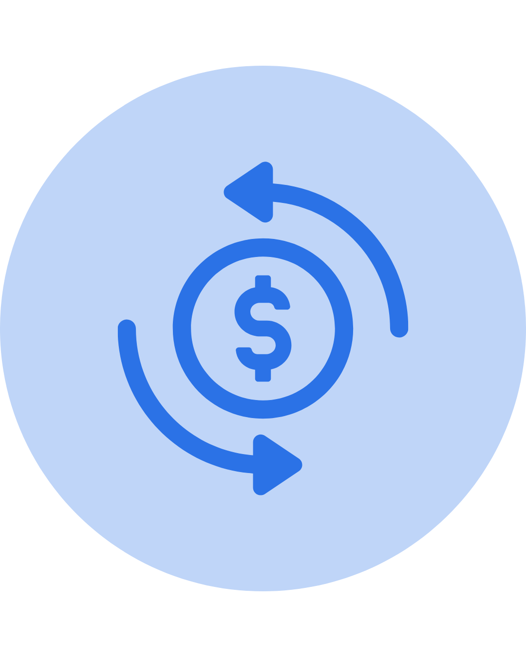 Dollar sign with circular arrows representing reimbursement modeling